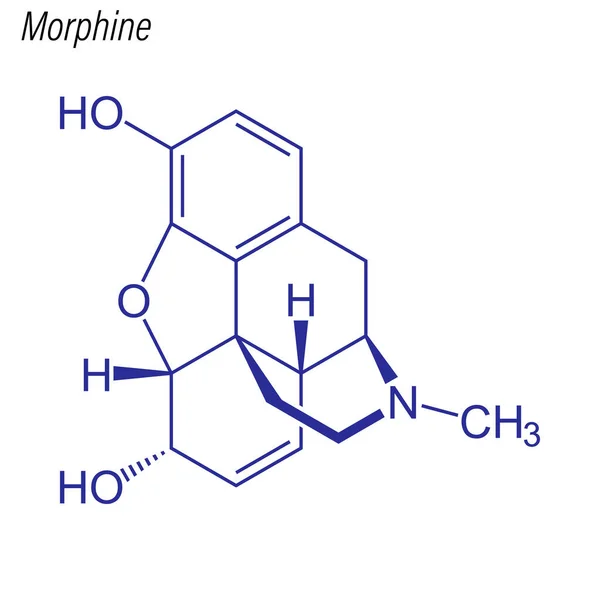 Fórmula Esquelética Morfina Molécula Química Drogas — Vector de stock