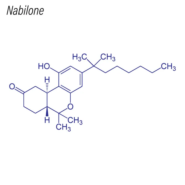 Fórmula Esquelética Nabilona Molécula Química Drogas — Vector de stock