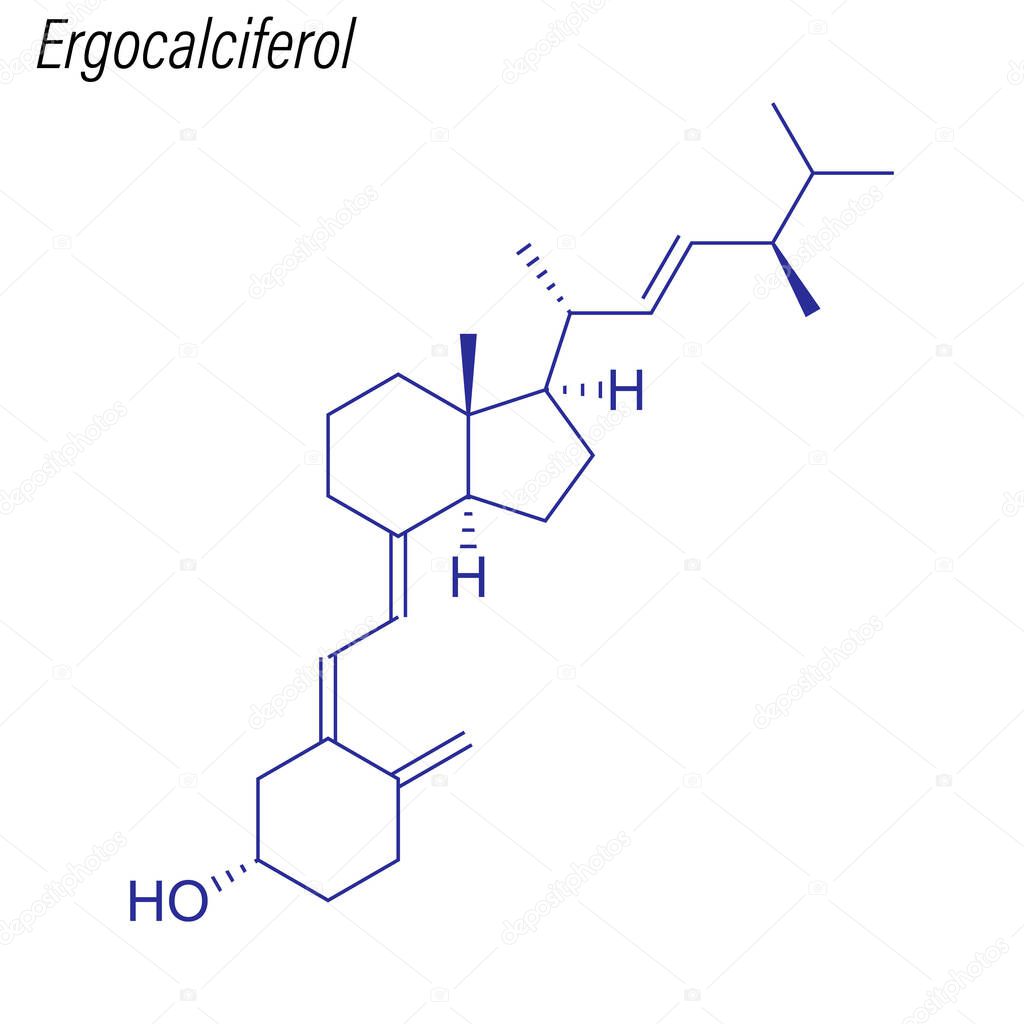 Skeletal formula of Ergocalciferol. Drug chemical molecule.