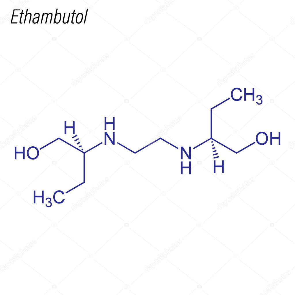 Skeletal formula of Ethambutol. Drug chemical molecule.