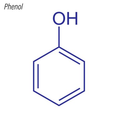 Fenol 'ün iskelet formülü. Antimikrobik kimyasal molekül.