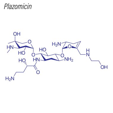 Plazomicin 'in iskelet formülü. Uyuşturucu kimyasal molekülü.
