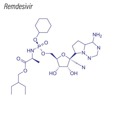 Skeletal formula of remdesivir. Drug chemical molecule. clipart