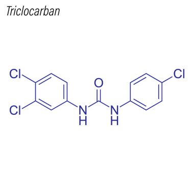 Triclocarban 'ın iskelet formülü. Antimikrobik kimyasal molekül.