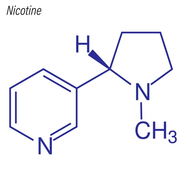 Fórmula Esquelética Nicotina Molécula Química Drogas — Vector de stock