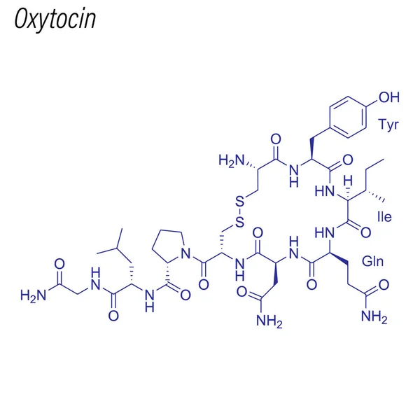 Fórmula Esquelética Oxitocina Molécula Química Drogas — Vector de stock