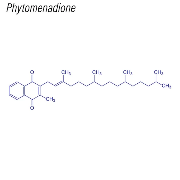 Fórmula Esquelética Phytomenadione Molécula Química Medicamento — Vetor de Stock