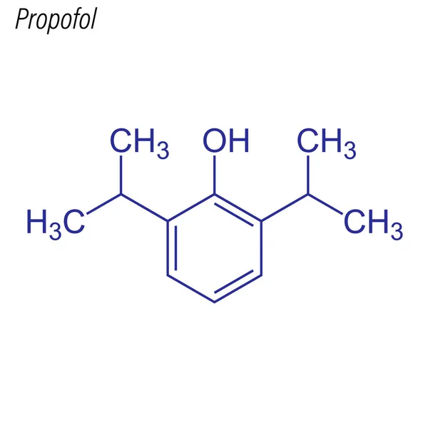 Fórmula Esquelética Propofol Molécula Química Medicamento —  Vetores de Stock