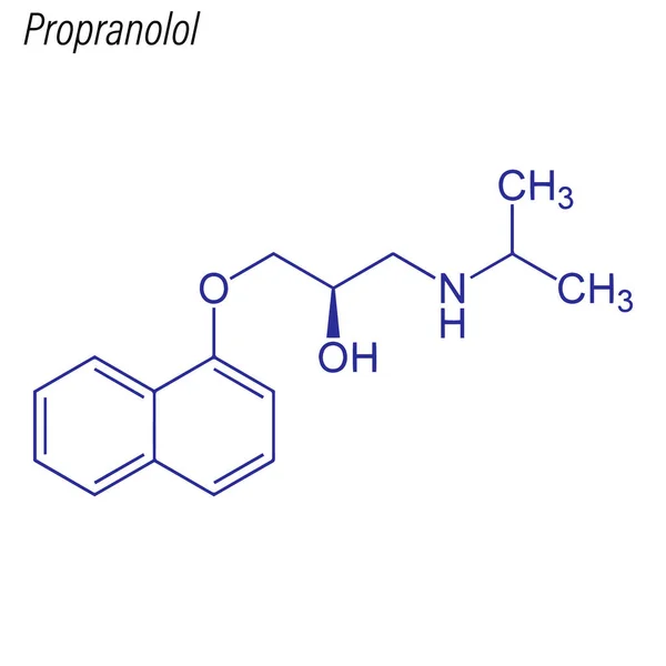 Fórmula Esquelética Propranolol Molécula Química Drogas — Vector de stock