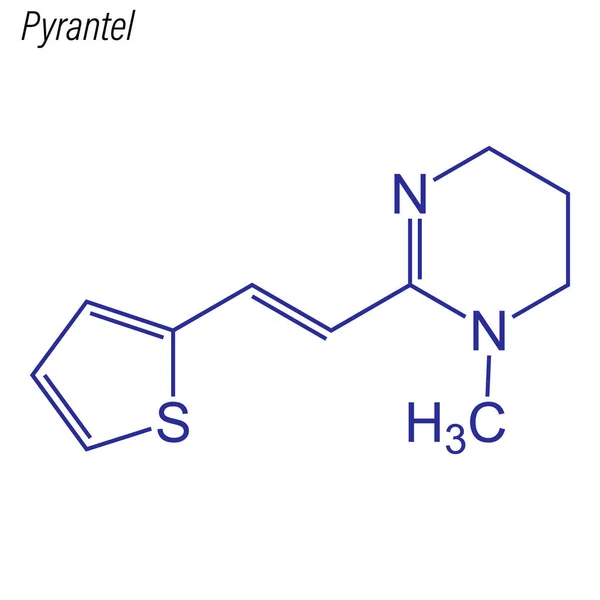 Fórmula Esquelética Pyrantel Molécula Química Medicamento — Vetor de Stock