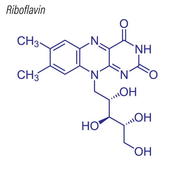 Fórmula Esquelética Riboflavina Molécula Química Drogas — Vector de stock