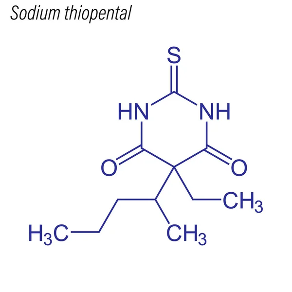 Fórmula Esquelética Sodio Tiopental Molécula Química Drogas — Vector de stock