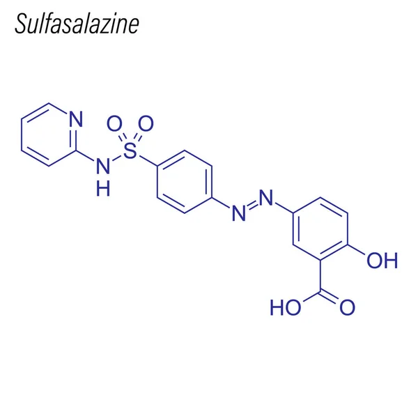 Fórmula Esquelética Sulfasalazina Molécula Química Drogas — Vector de stock