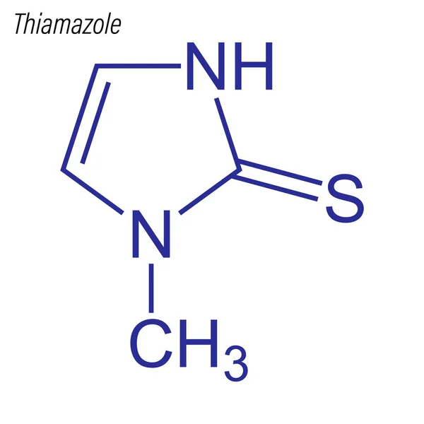 Fórmula Esquelética Thiamazole Molécula Química Drogas — Vector de stock