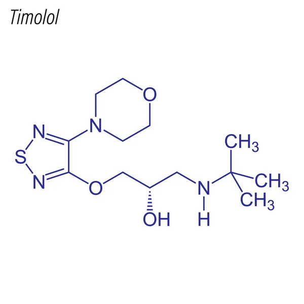 Fórmula Esquelética Timolol Molécula Química Drogas — Vector de stock