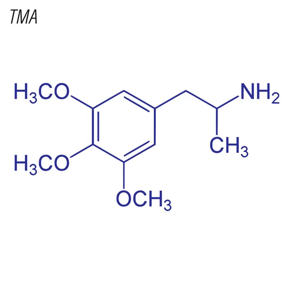 Skelettformel För Tma Drogkemisk Molekyl — Stock vektor