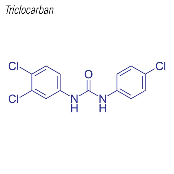 Fórmula Esquelética Triclocarban Molécula Química Antimicrobiana — Vector de stock