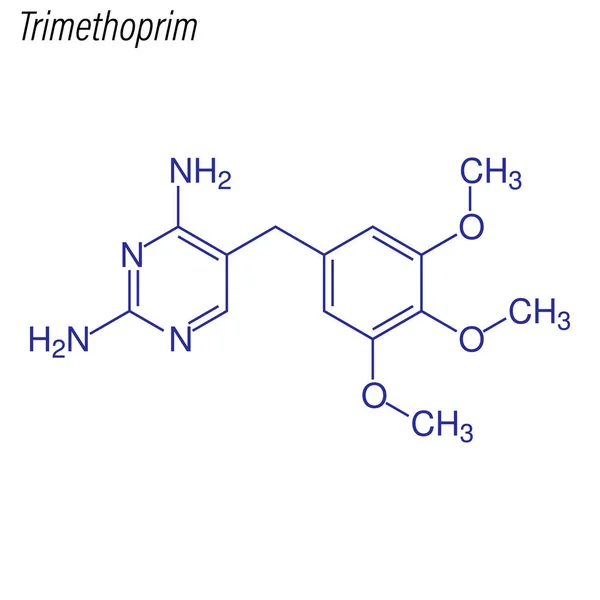 Fórmula Esquelética Trimetoprim Molécula Química Drogas — Vector de stock