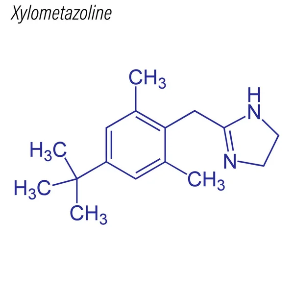 Skelettformel Von Xylometazolin Drogenchemisches Molekül — Stockvektor