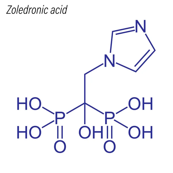 Fórmula Esquelética Del Ácido Zoledrónico Molécula Química Drogas — Archivo Imágenes Vectoriales