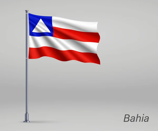 Ondeando Bandera Bahia Estado Brasil Asta Bandera Plantilla Para Cartel — Archivo Imágenes Vectoriales