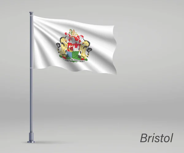 Bandeira Ondulante Bristol Condado Inglaterra Mastro Bandeira Modelo Para Dia — Vetor de Stock