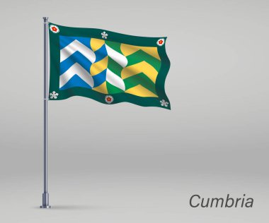 Cumbria bayrağı sallıyor. Bayrak direğinde İngiltere 'nin bayrağı. Bağımsızlık Günü şablonu