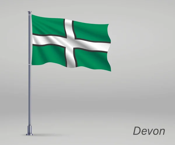 Bandeira Ondulante Devon Condado Inglaterra Mastro Bandeira Modelo Para Dia — Vetor de Stock
