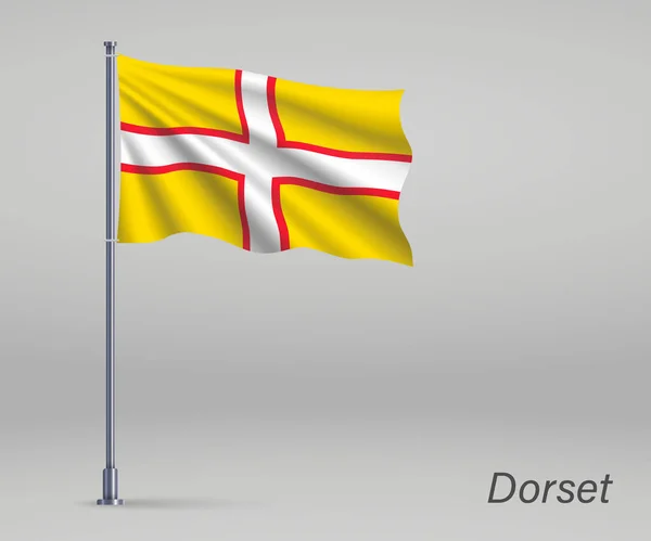 Bandeira Ondulando Dorset Condado Inglaterra Mastro Bandeira Modelo Para Dia — Vetor de Stock