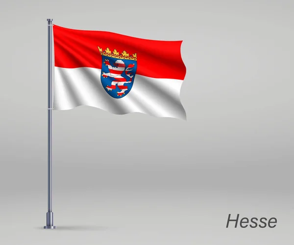 Flaga Hesji Stan Niemcy Maszcie Flagowym Wzór Dzień Niepodległości — Wektor stockowy