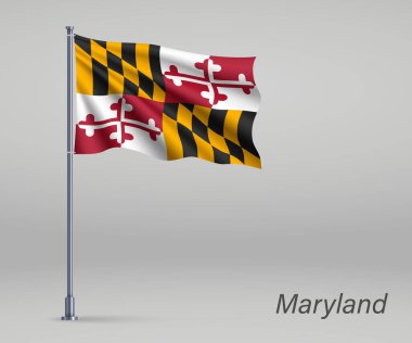 Bayrak direğinde Birleşik Devletler bayrağı sallıyor. Bağımsızlık Günü afişi