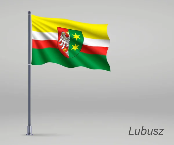 Lubusz Vajdaság Zászlaját Lobogtatva Lengyelország Tartomány Zászlórúdon Függetlenségi Nap Sablonja — Stock Vector