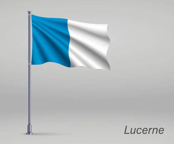 Lucerne Bayrağı Sallıyor Bayrak Direğinde Sviçre Kantonu Bağımsızlık Günü Şablonu — Stok Vektör