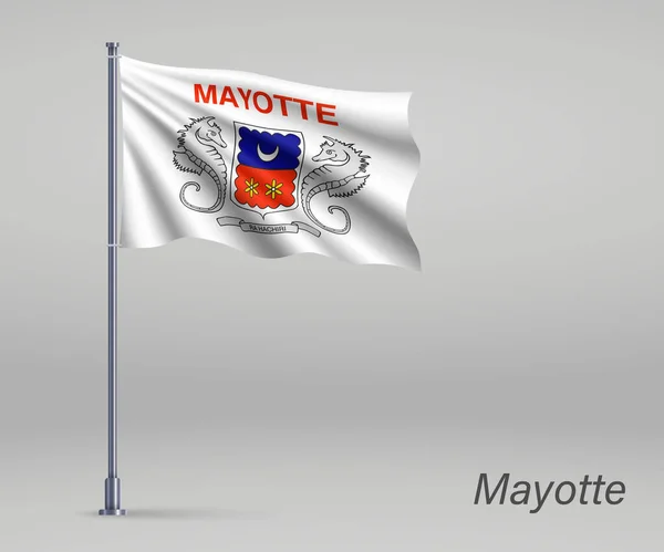 Drapeau Mayotte Région France Sur Mât Modèle Pour Jour Indépendance — Image vectorielle