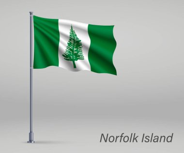 Norfolk Adası 'nın bayrağı dalgalanırken - bayrak direğinde Avustralya eyaleti. Bağımsızlık Günü şablonu
