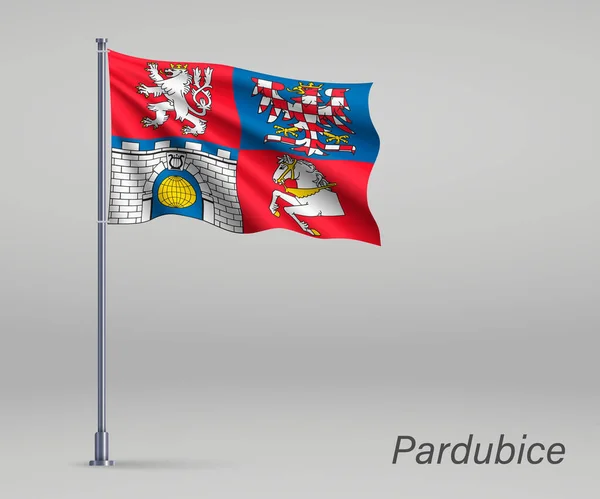 在旗杆上飘扬着捷克共和国帕尔杜比斯地区的国旗 独立日模板 — 图库矢量图片
