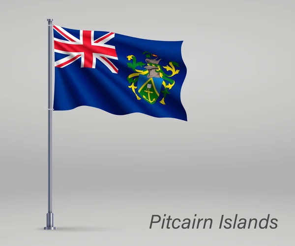 핏케언 제도의 웨이브 Waving Flag Pitcairn Islands 영국의 깃대에 영토이다 — 스톡 벡터