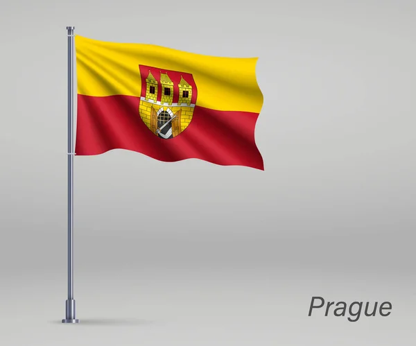 Ondeando Bandera Praga Región República Checa Asta Bandera Plantilla Para — Archivo Imágenes Vectoriales