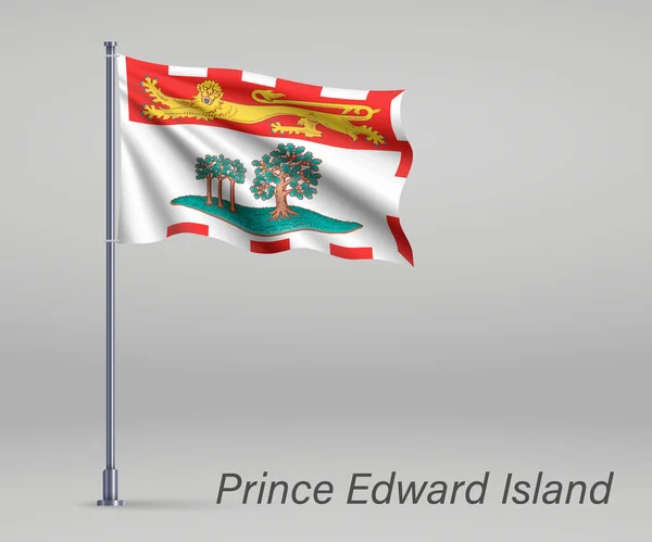 Drapeau Île Prince Édouard Province Canada Sur Mât Modèle Affiche — Image vectorielle