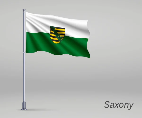 Flaga Saksonii Stan Niemcy Maszcie Flagowym Wzór Dzień Niepodległości — Wektor stockowy