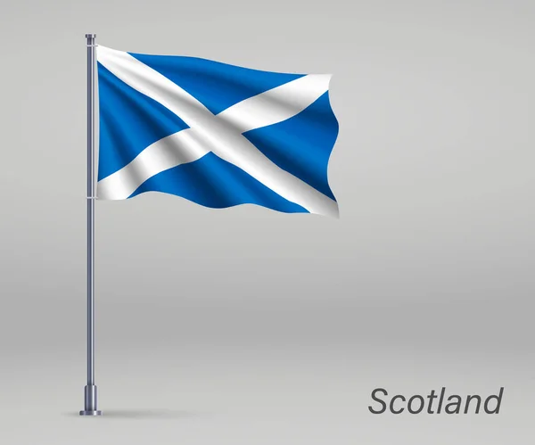 Drapeau Écosse Territoire Royaume Uni Sur Mât Drapeau Modèle Pour — Image vectorielle