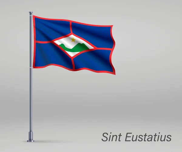 Κυματιστή Σημαία Του Αγίου Ευστάθιου Επαρχία Της Ολλανδίας Κοντάρι Σημαίας — Διανυσματικό Αρχείο