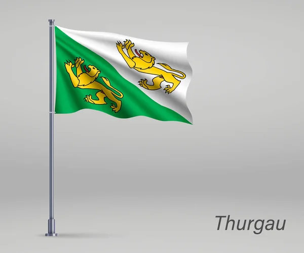 Κυματιστή Σημαία Του Thurgau Καντόνι Της Ελβετίας Κοντάρι Σημαίας Πρότυπο — Διανυσματικό Αρχείο