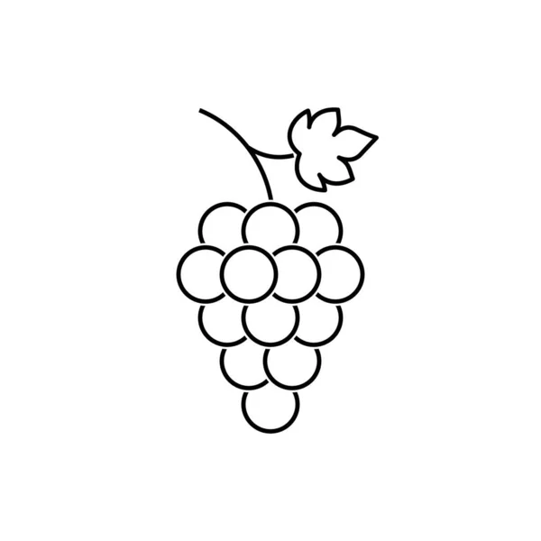 Ramo de uvas fruta con icono de la hoja — Vector de stock