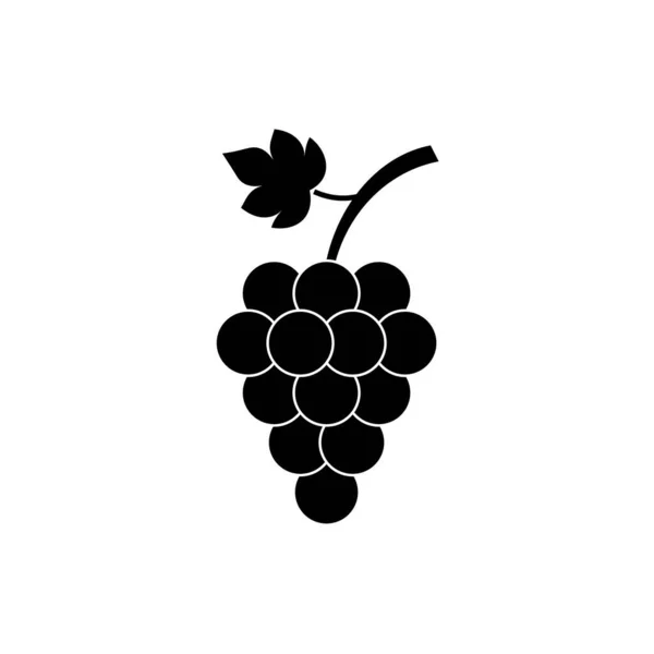 Ramo de uvas fruta con icono de la hoja — Vector de stock