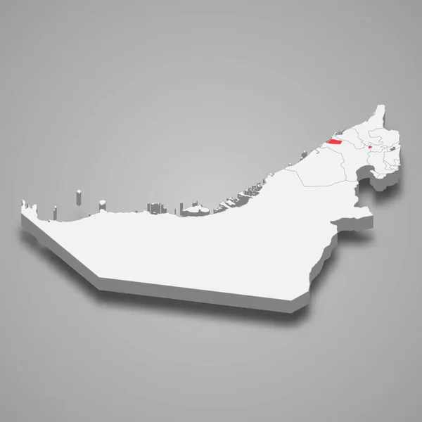 Emirate Ajman Emplacement Dans Émirats Arabes Unis Carte Isométrique — Image vectorielle