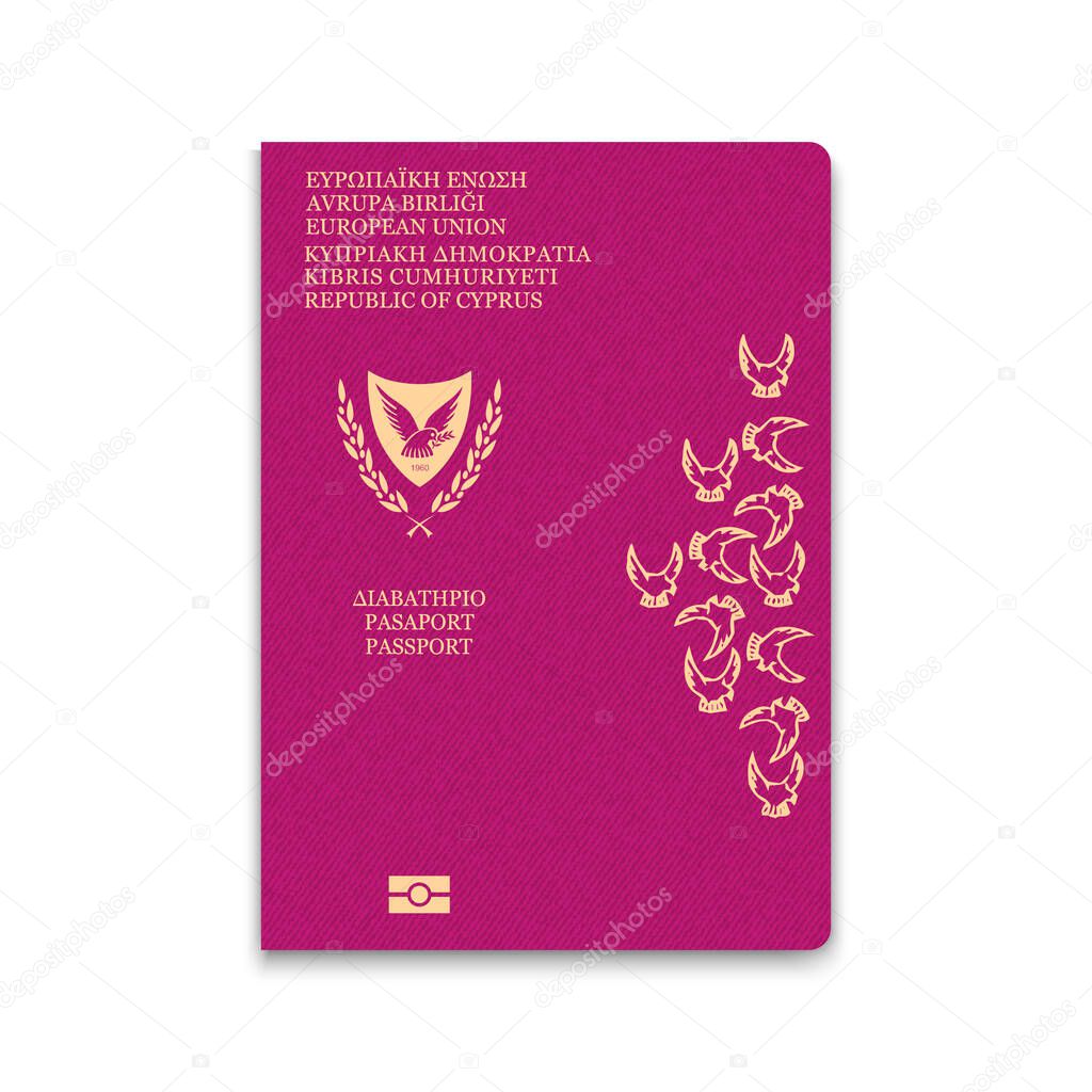 Passport of Cyprus. Citizen ID template. Vector illustration 
