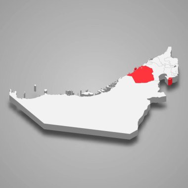 Birleşik Arap Emirlikleri içindeki Dubai Emirliği 3 boyutlu izometrik haritası