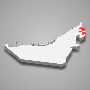 Fujairah Emirlikleri Birleşik Arap Emirlikleri içinde 3d izometrik harita
