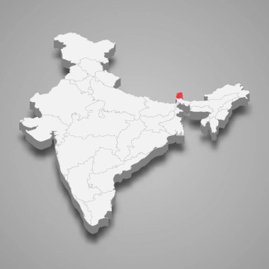 Sikkim durum konumu Hindistan içinde 3d izometrik harita